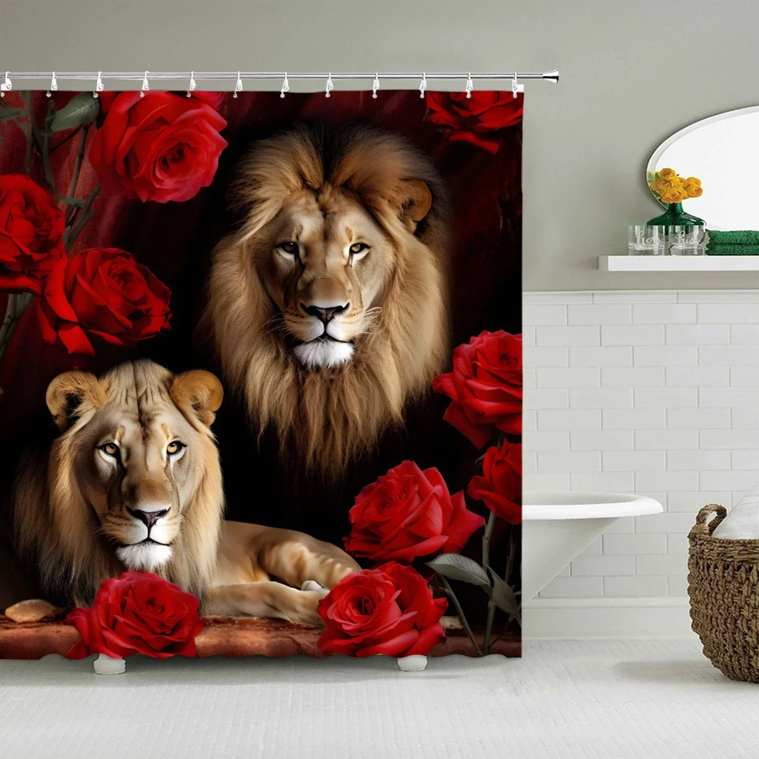 

Wild Animals Shower Curtains African Leopard Tiger Lion Bathtub Decoration Bathroom Accessories Multiple Size Bath Curtain