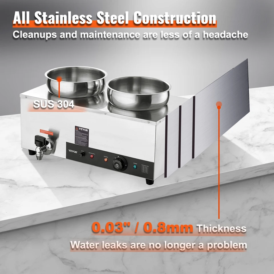 VEVOR Macchina Per Fondere Cioccolato 3,3L - Bagnomaria Elettrico Per Uso Professionale