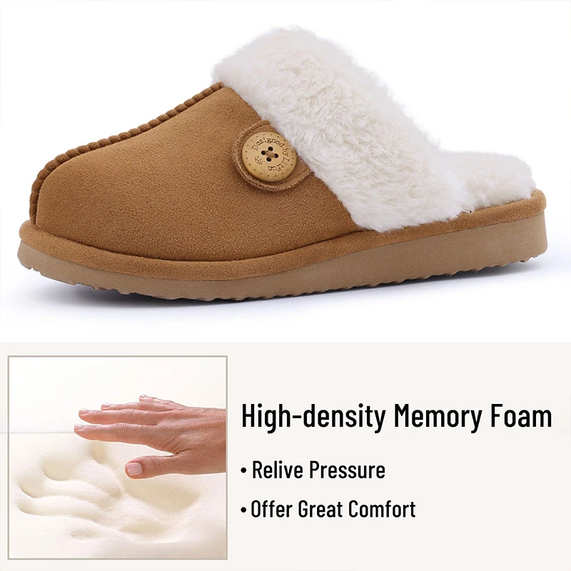 Women Fuzzy Slippers Winter Fluffy Memory Foam Shoes