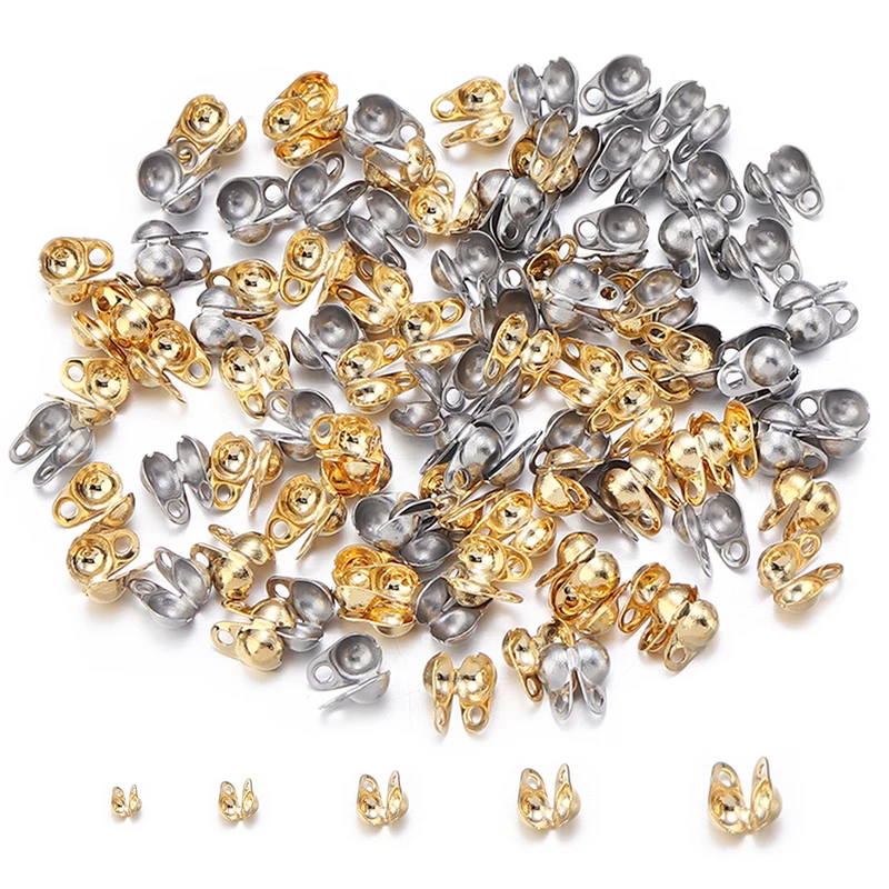 

50pcs/Lot 1.2/1.5/2/2.4/3.2mm Stainless Steel End Crimp Beads Ball Chain Connector for Jewelry Making DIY Necklace Bracelet