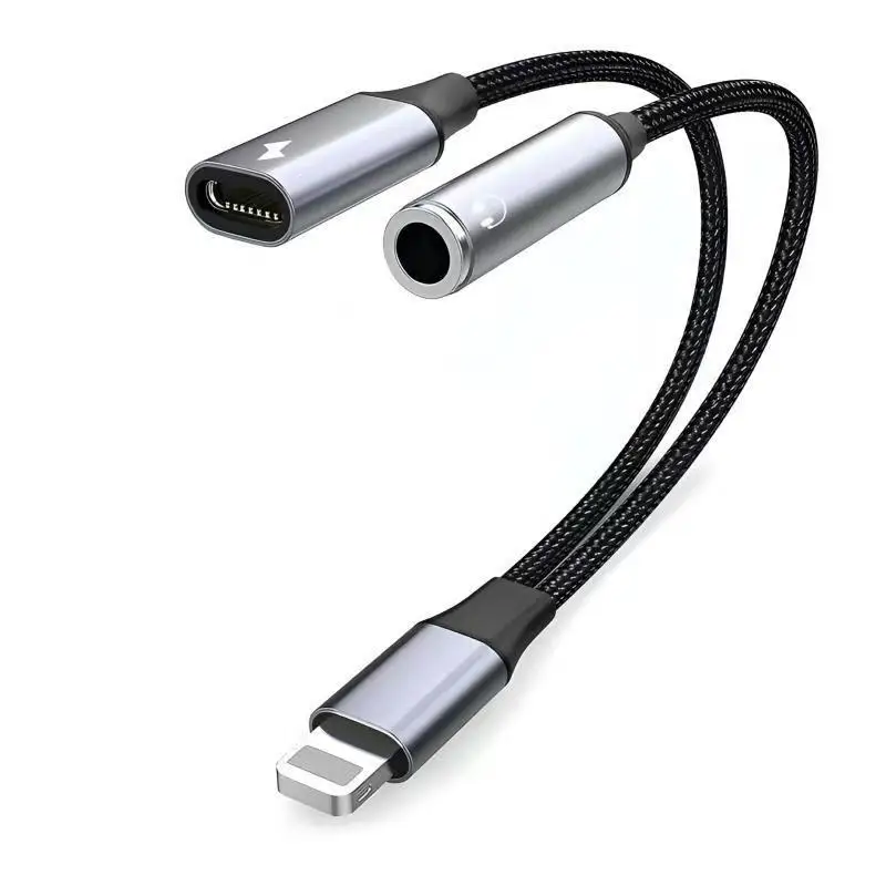 Dual Function Lightning Audio Splitter & Charger with Braided Cable