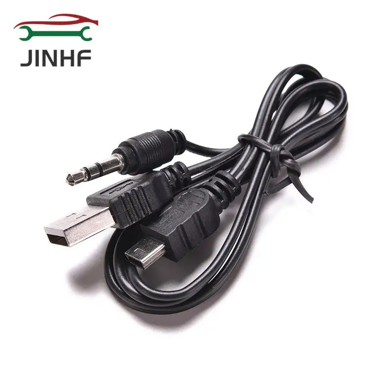 

50cm USB Mini Male to Male USB 2.0 5pin Standard + 3.5mm AUX Audio Jack Connection Adapter Cable for Speaker Mp3 MP4 Player
