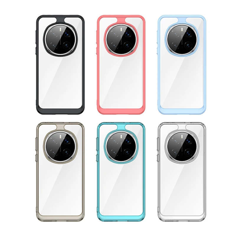 Clear Hard Back + Soft TPU Bumper Case with Camera Lens Protection - Transparent Cover