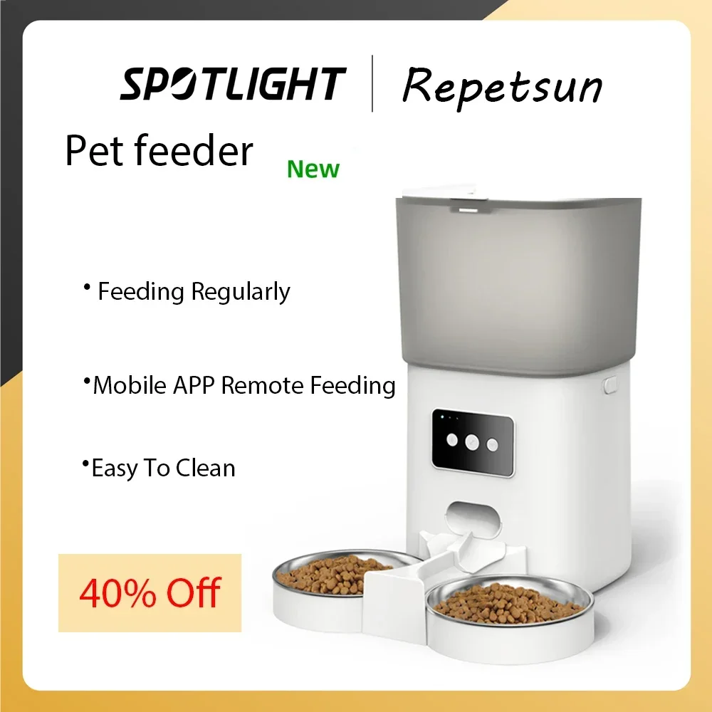 

6L Tuya APP Smart Pet Feeder Cat And Dog Food Automatic Dispenser Vortex Slow Food With Timing Recording Remote Control Feeding