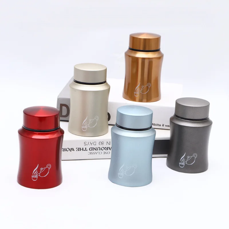 

Fashionable stainless steel dustproof sealed tank Office Tea Caddy Outdoor Car Mini Portable Storage Tank