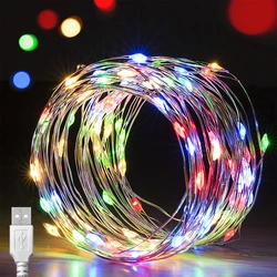 Enchanting 200 - LED Copper Twinkle String Lights - USB Powered, Waterproof - 1M 10LEDs - 1pcs (Multicolor)
