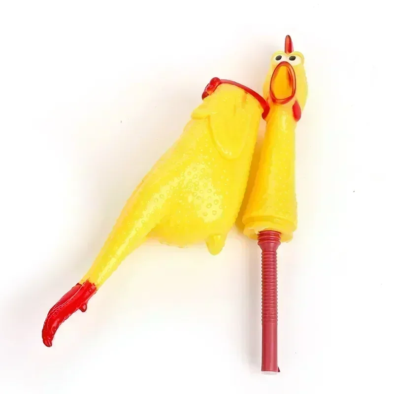 New Pet Dog Squeak Toy Screaming Chicken Squeeze Dog Chew Toy Durable and Fun Yellow Rubber Exhaust Chicken 17CM 31CM 40CM Toys images - 6