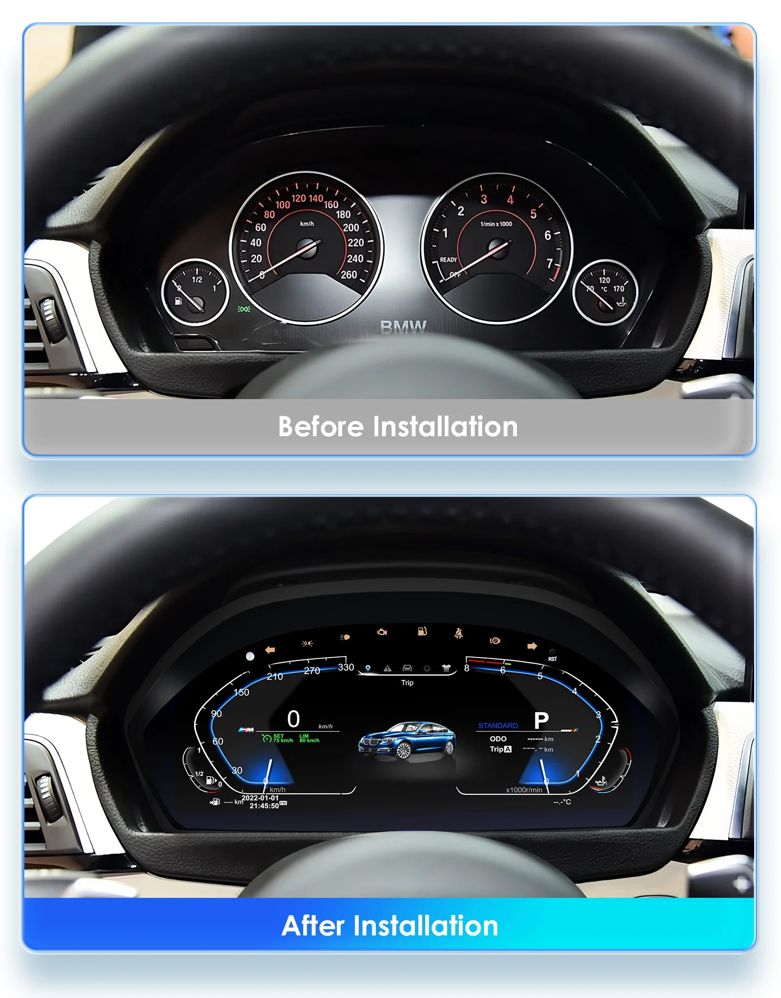 BMW 3シリーズ用LCDデジタルクラスター,スピードメーター
