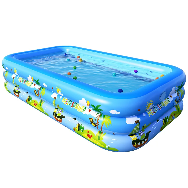 Swimming Pool Printing 3-ring Pool Kids Toy Ball Baby Bath Automatic Inflatable Swimming Inner Diameter 135*90*58cm