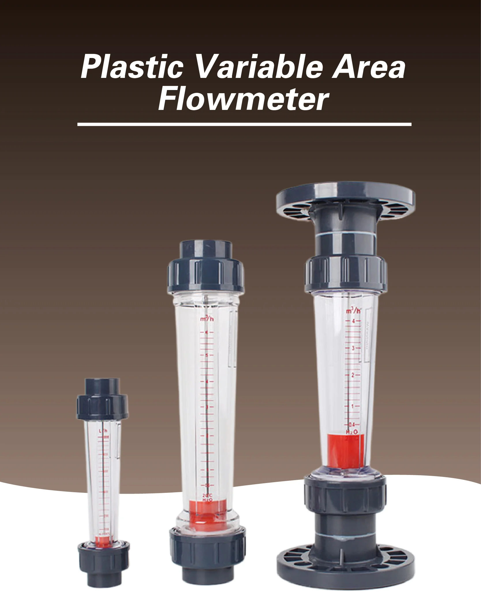 LZS-15 DN15 Plastic Pipe Flow Meter Rotameter Inline Water Flow 100-1000L/H Vari