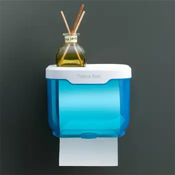 Wall Mount Bathroom Tissue Box Punch-Free Phone Holder Rack Toilet Paper Holder Waterproof Shelf Organizer Paper Towel Holder