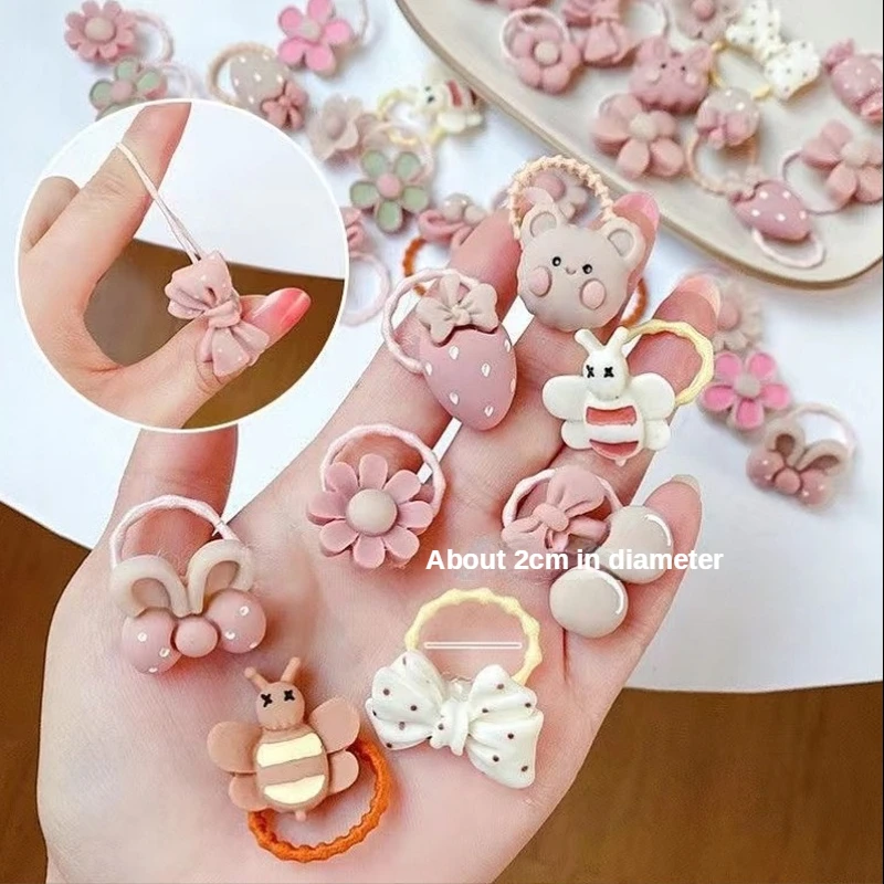 10/20/100Pcs Cute Cartoon Bear Rabbit HairBand Girls Elastic Rubber Band Headwear Flower Bow Baby Kids Hair Accessories Ornament hair accessories hair bands