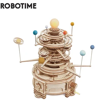 Robotime Rokr meccanico Orrery 316PCS girevole fai da te 3D puzzle in legno modello Building Block kit giocattolo regalo per adolescenti adulto ST001