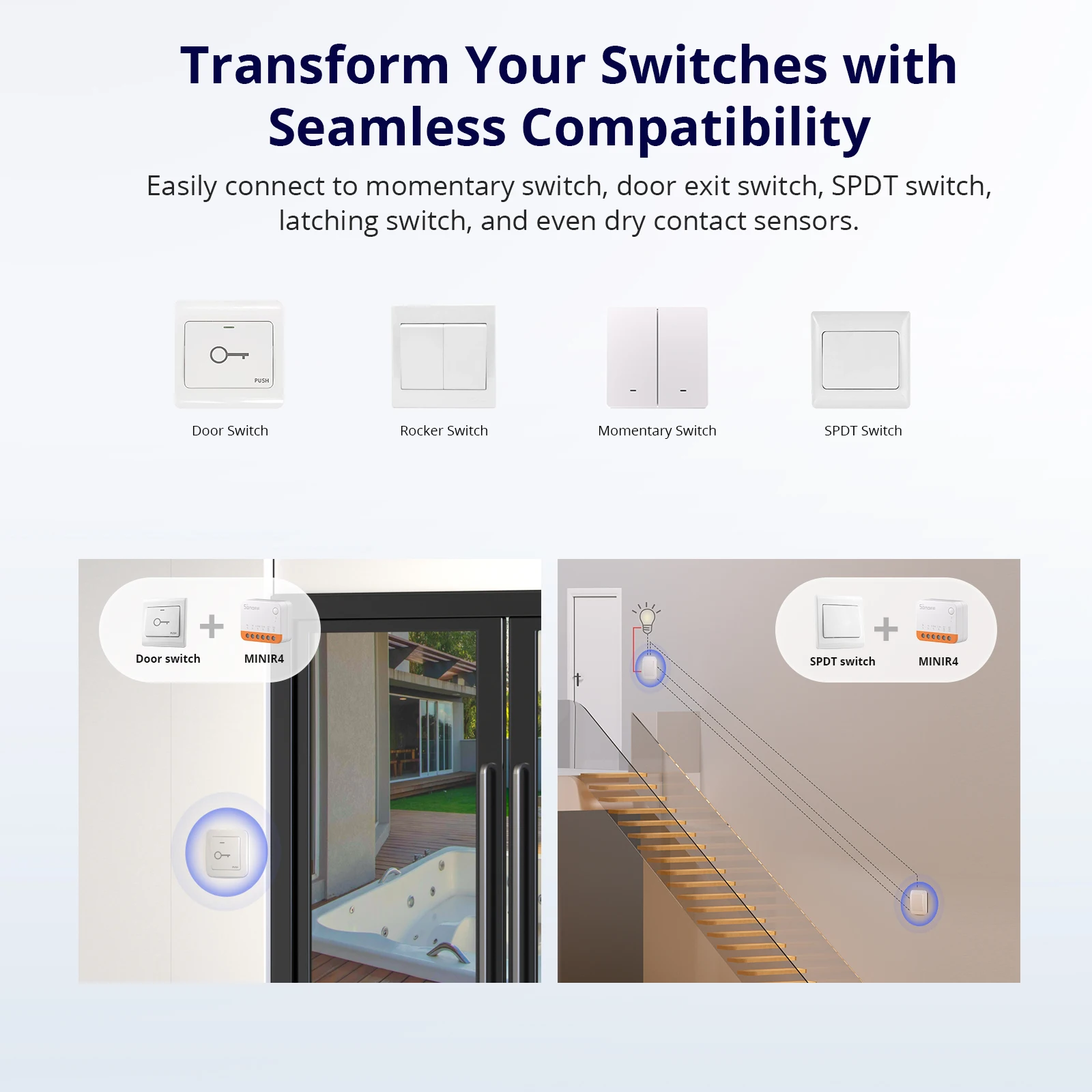 SONOFF MINI R4 Wifi Switch Module Smart Wi-Fi 2 Way Switch Smart Home 1-20PCS Works R5 S-MATE Wireless Control Alexa Google Home smart switch