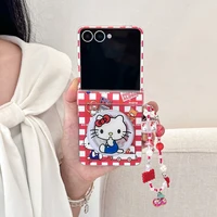Magnetic Grip Holder Wireless Charge Phone Case For Samsung Galaxy Z Flip 7 6 5 4 Cute Cartoon Sanrio Hello Kitty Cover