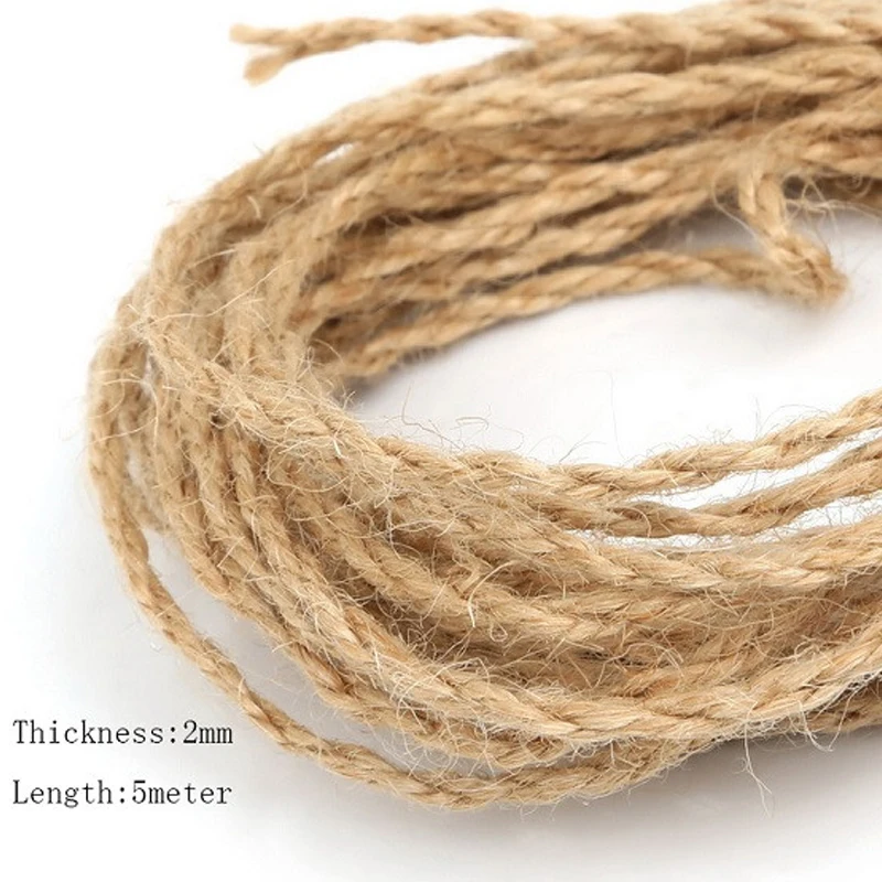 Natural Hemp Jute Cord Rope String Jewelry Craft Making Gift Packing Hang Tag String Handmade Accessory DIY 5 meter 2/4/6mm
