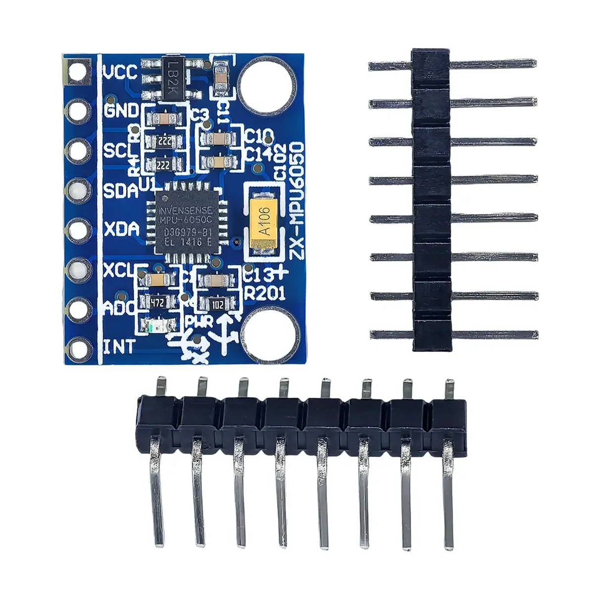 Capteur gyroscope MPU-6050 GY-521 placé à côté d'une carte Arduino pour illustrer le branchement I2C.