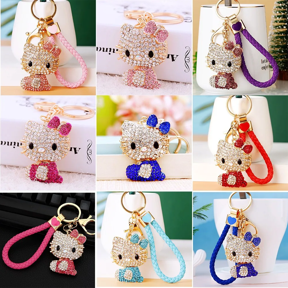 

Kawaii Cute Sanrio Hello Kitty Cartoon Diamond Setting CARS Ordinary Key Tool Outfit Backpack Decoration Pendant Festivals Gift