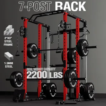 Power Cage, Power Rack with Cable Crossover and Dual Independent Pulley System, 2200 Pounds Capacity Workout Cage 4