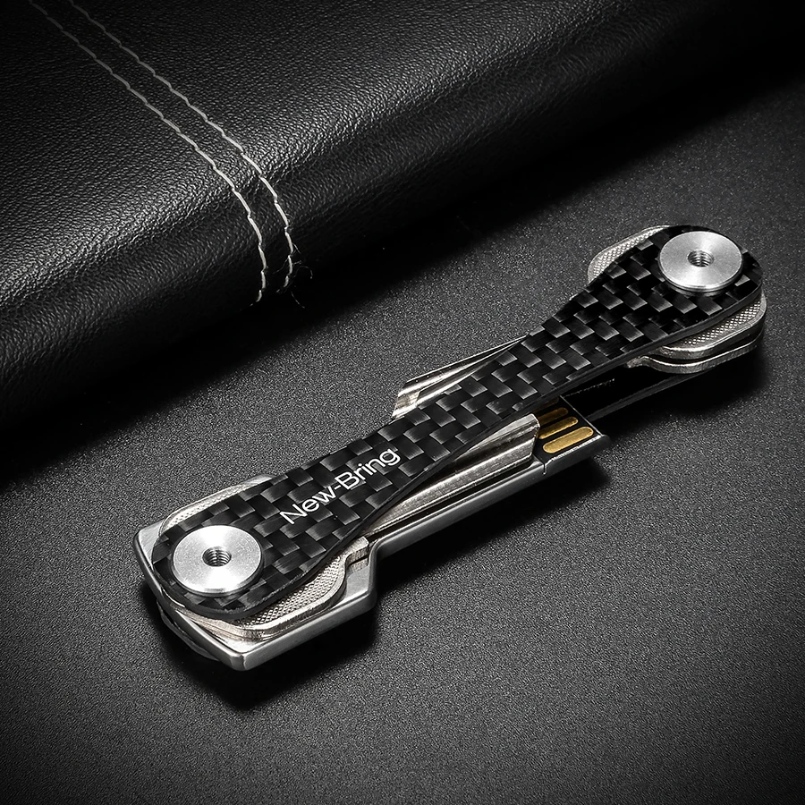 Carbon Fiber Key Holder Organizer Key Ring Wallets Metal Car Keys Holder Collector Housekeeper Keychain key case key holder key organizer