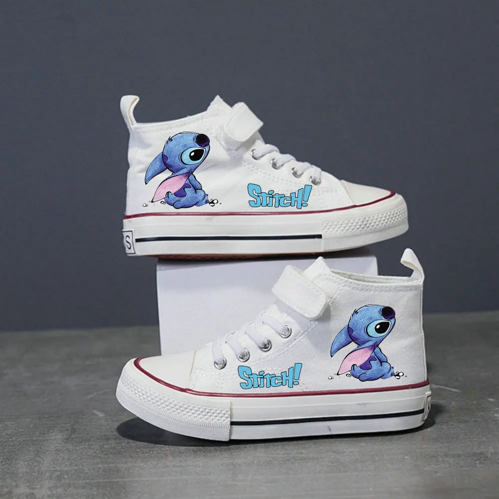 Lilo And Stitch Children's Canvas Shoes Girls Boys High Top Shoes Disney Kids Sneakers 25-37 Size
