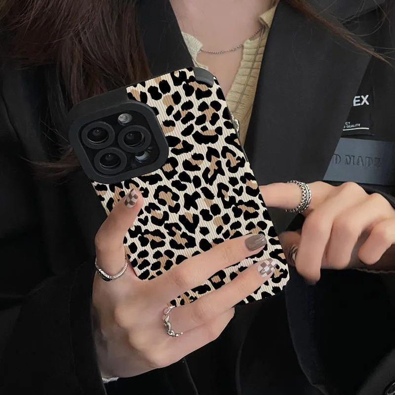 Creative Leopard Cow Silicone Leather Case For iPhone 16 15 14 13 17 Pro Max Air 11 12 Mini  Soft Shockproof Cover — view 5