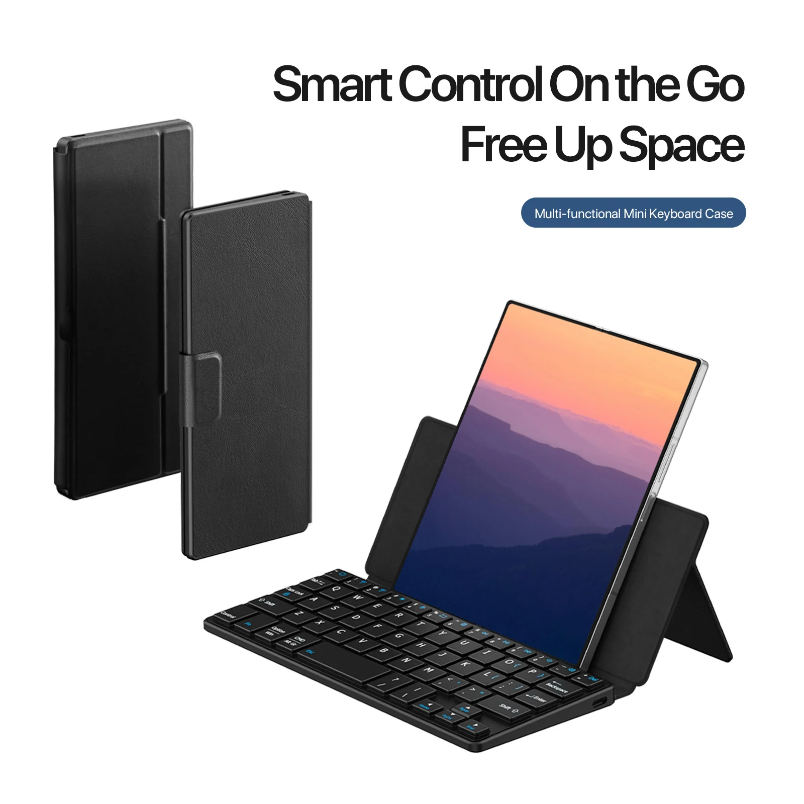 รูปสินค้า Bluetooth Mini Keyboard พร้อมขาตั้งมือถือ 2-in-1
