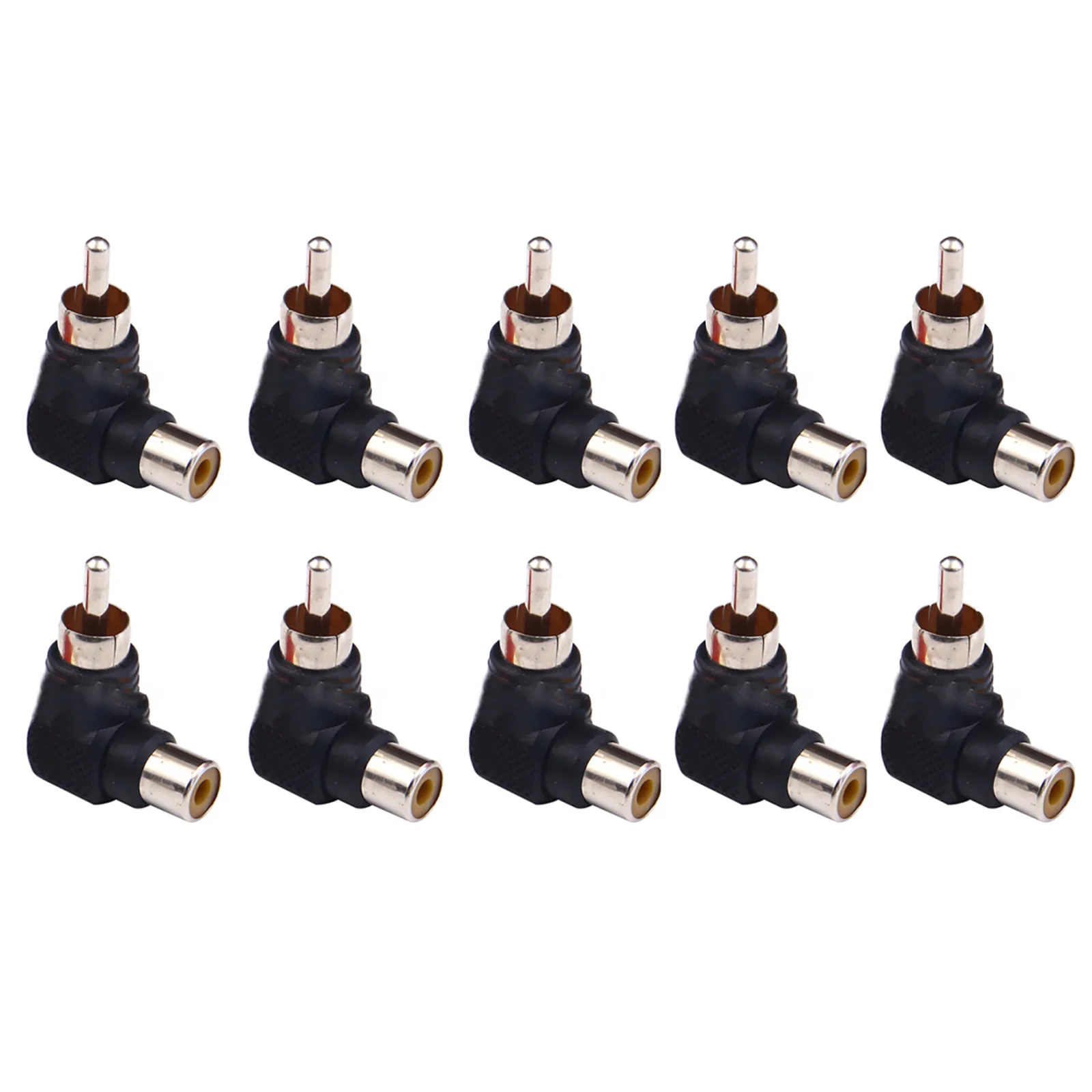 

10Pcs/Set RCA Right Angle Connector Plug Adapters 90 Degree Elbow Male To Female Replacement