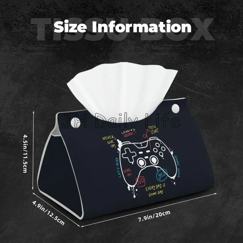 Player Game Controller Video Gamepad Tissue Box Cover Leather Tissue Box Holder Rectangular Tissue Holders for Home Office Car 4