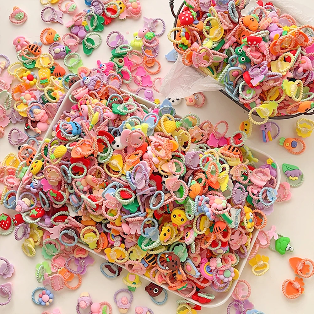 Hair Ties 50/100 Pieces Cute Thumb High Elasticity Does Not Hurt Hair Sweet Little Girl Hair Rope Kidsren's