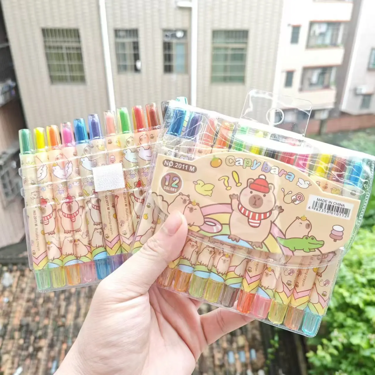 12Pcs/set Capybara Cartoon Non-Toxic Crayon Oil Painting Stick Student Pastel Pencils for Drawing Colored Pencils birthday gift oil pastels,colored crayons,color pencils,oil painting sticks,children painting supplies