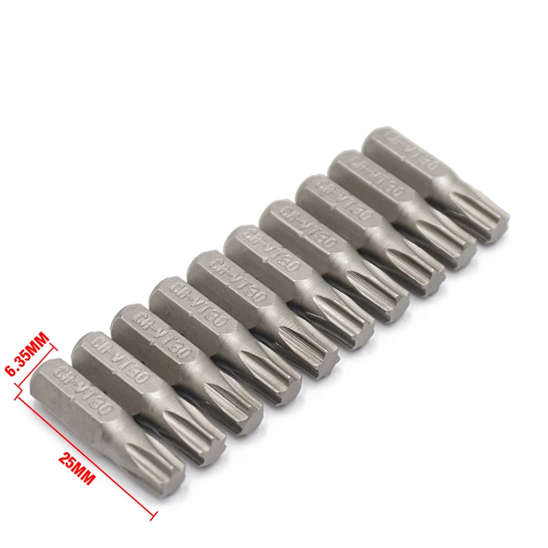 10Pcs 1/4 25mm Torx T30 스크루 드라이버 비트 세트 수리 도구 ScrewdriversKit 전원 가정용 핸드 툴용 육각 섕크 드릴 비트
