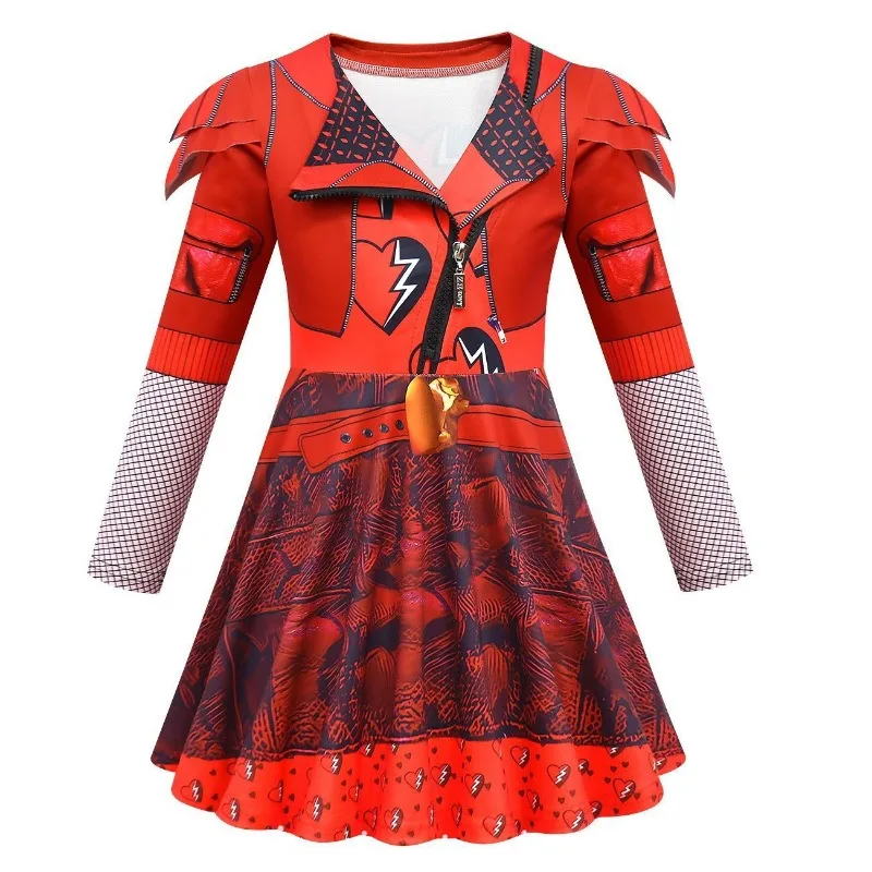 D-Descendants 4 Halloween Kylie Cantrall Red Cosplay Costume The Rise of Red Wonderland Starlight Heirs Chloe Dress Up Fancy Wig