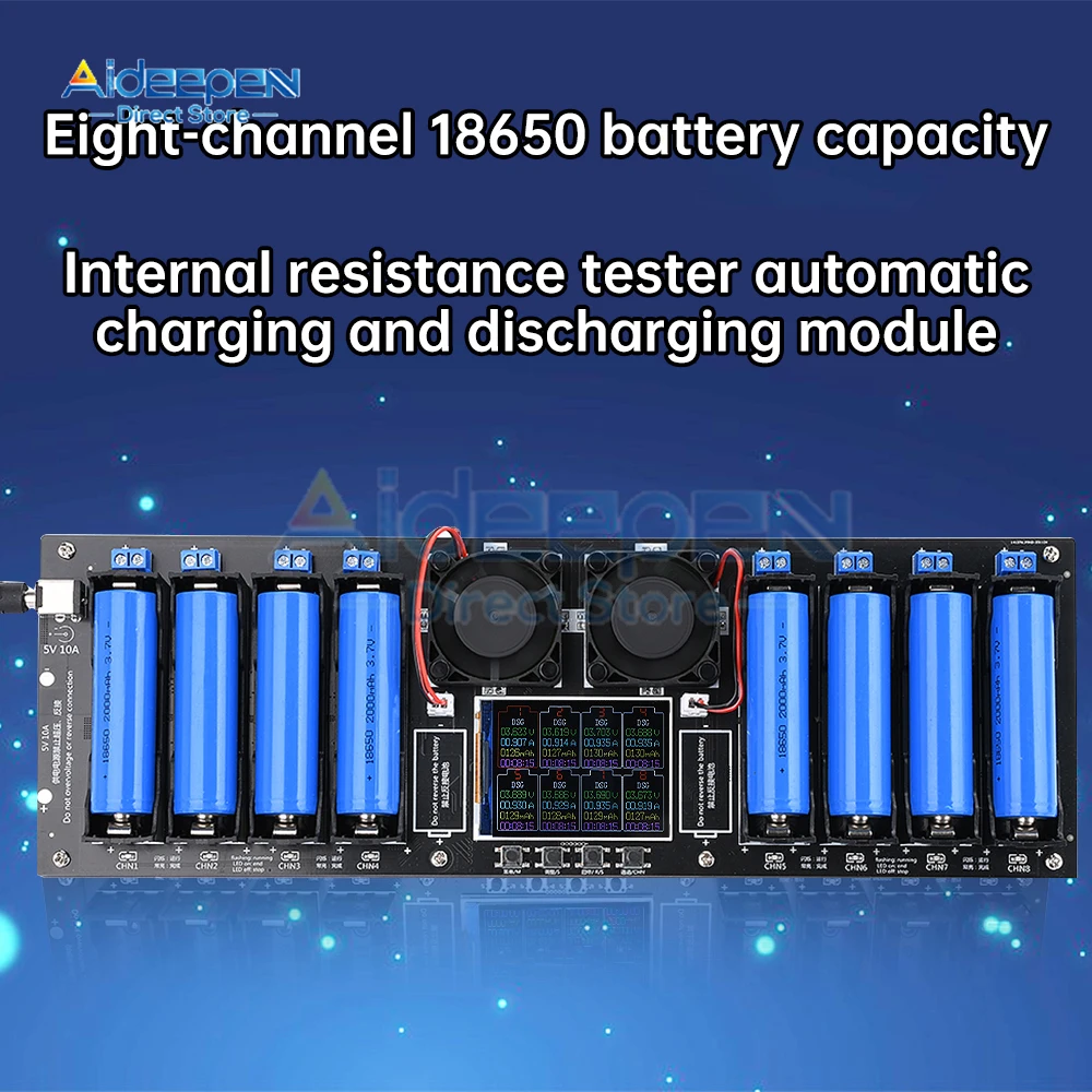 8 CH 18650 Lithium Battery Capacity Tester MAh Capacity Division Internal Resistance Measuring Module 18650 Battery Tester 2