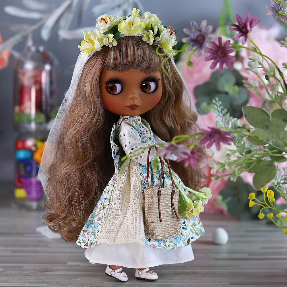 BJD Toy Doll 1/6 Joint 30cm Black Skin Matte Face Fashion Set ICY DBS Blyth Doll Gift doll clothes mini doll ornaments
