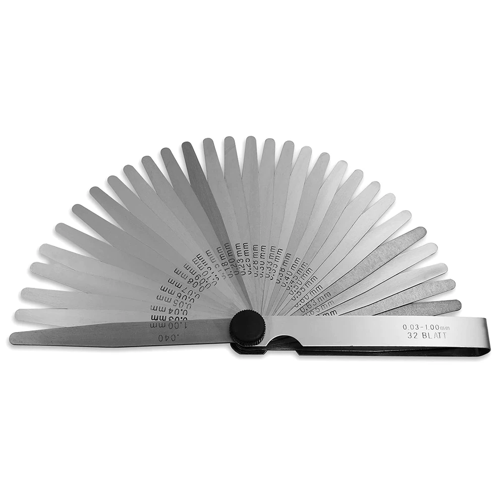 Accurate Stainless Steel Feeler Gauge, 32 Blade Measuring Tool Set, Inch and Metric Readings, Anti Corrosion Coating