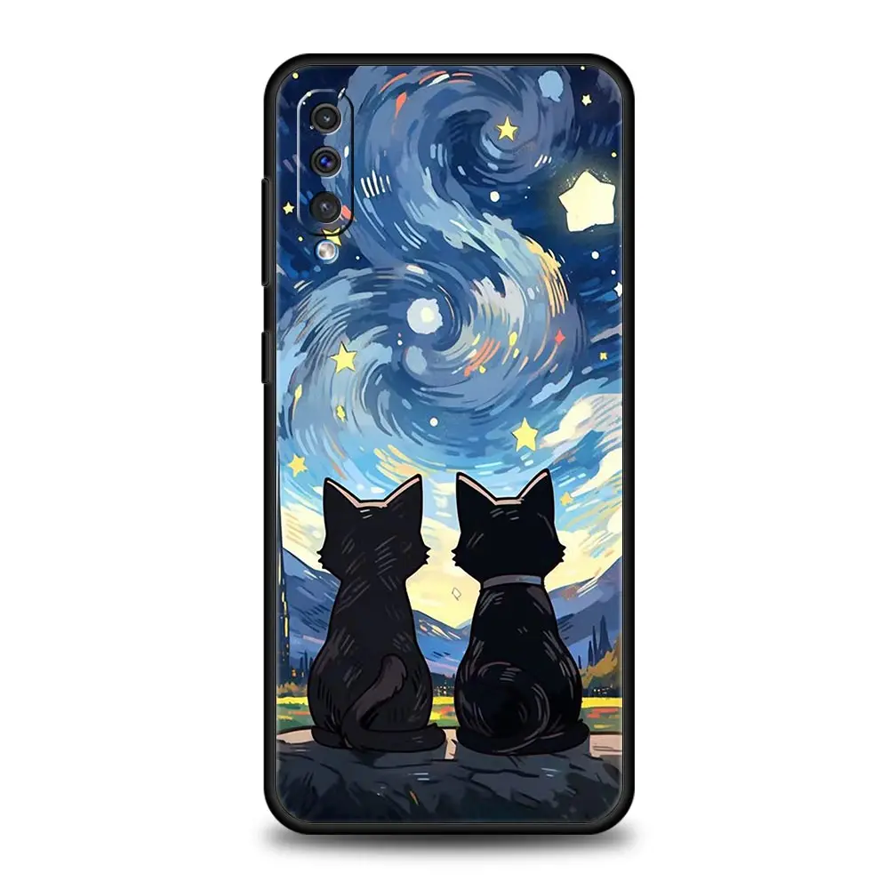 Van Gogh Starry Sky Cat Art Phone Case Cover