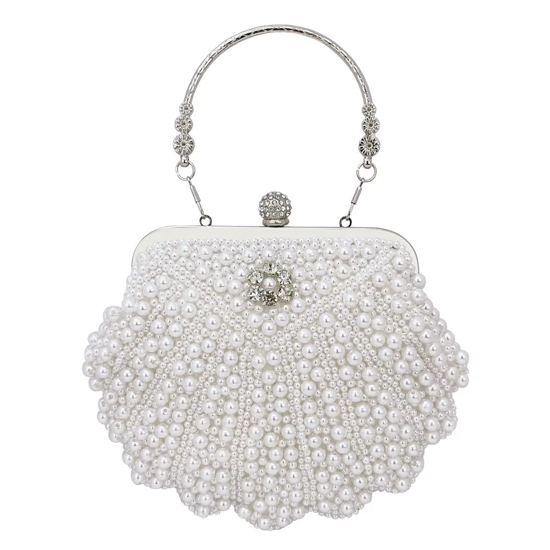 Elegant Evening Clutch Purse for Women Luxury Pearl Rhinestone Handbag Party Wedding Bridal Crossbody Bag