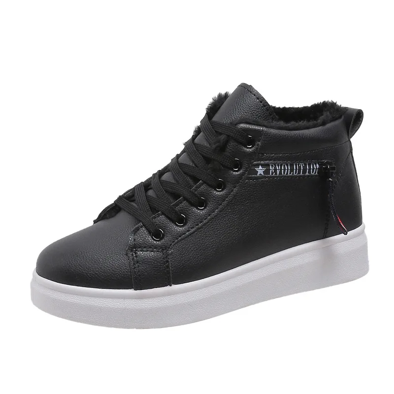 2024 Winter Boots Women Ankle Boots Warm PU Plush Winter Woman Shoes Sneakers Flats Lace Up Ladies Shoes Women Short Snow Boots