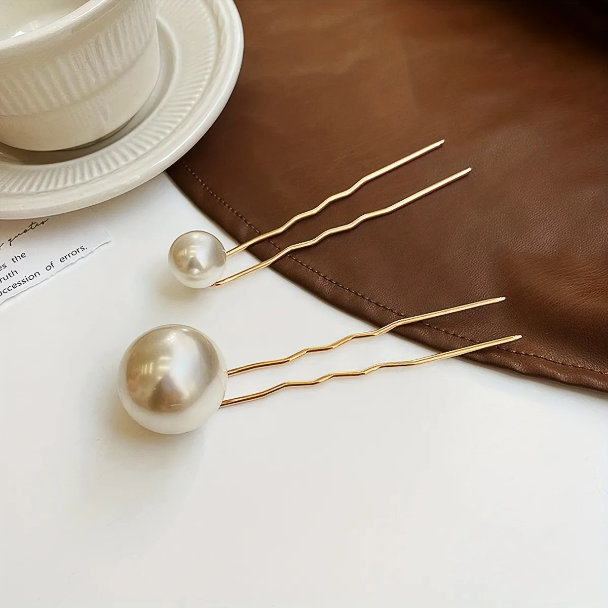 Elegante set di 2 forcine per capelli con perle finte - Design a torsione a forma di U per donne e ragazze, accessori per capelli, forcina perfetta per matrimoni_voghion.com