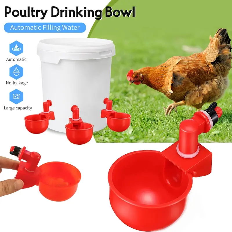 Pet Drinking Bottle Automatic Chicken Drinker Quail Hanging Water Cup Nipple Drinking Bowls Feed Birds Water Bowl Drinker Cups for Backyard Poultry