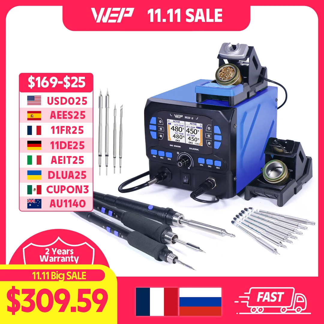 2-in-1 Precision Soldering Station With Micro Hot Air Gun Soldering Iron C210 Fast Heating in 2S 24Months Warranty soldering station