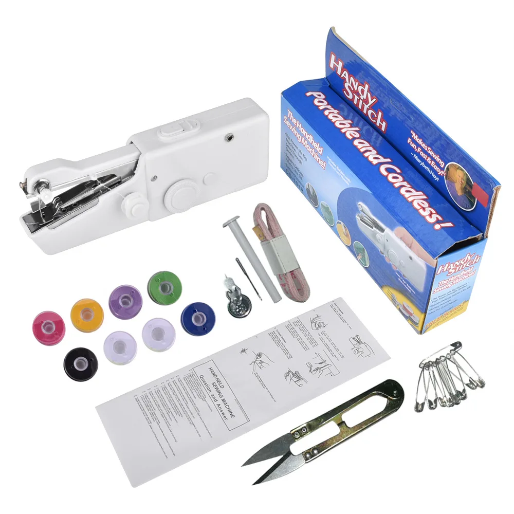 Portable Handheld Sewing Machine Mini Stitch Sew Needlework Cordless Clothes Fabrics Electric Sewing Machine 6