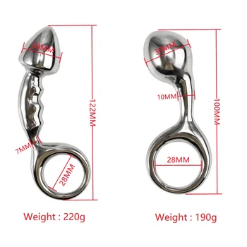 Stainless steel huge heavy small large size Metal anal beads butt plug with pull ring insert BDSM ass sex toy dildo gay couple 6