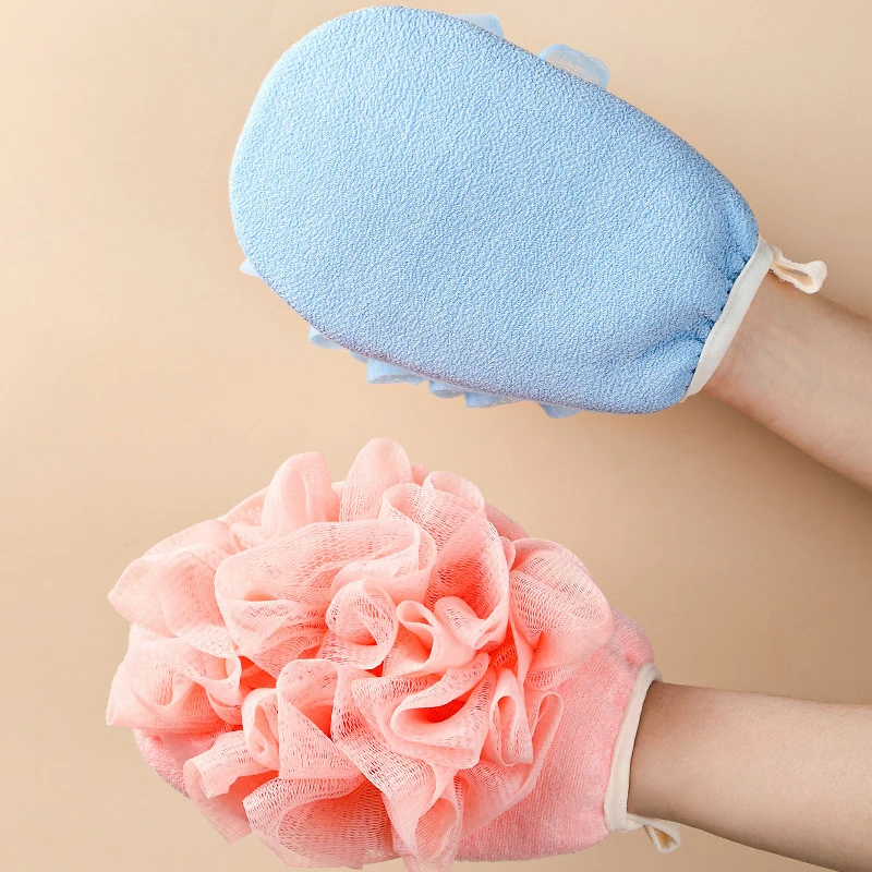 2 In 1 Bath Brush Exfoliating Mitt Glove for Shower Scrub Gloves Body