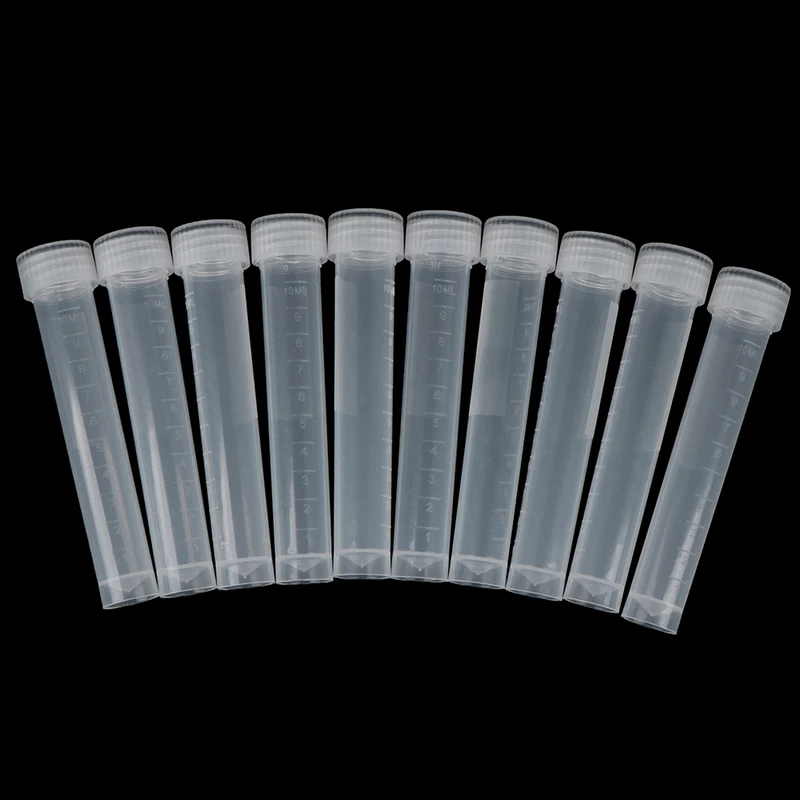 

10pcs 10ml Lab Plastic Frozen Test Tubes Vial Seal Cap Container for Laboratory School Educational