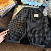 Pantalons pour enfants de 1 à 8 ans, amples et décontractés, à carreaux noirs, droits, vêtements coréens pour tout-petits, nouvelle collection printemps-automne 3