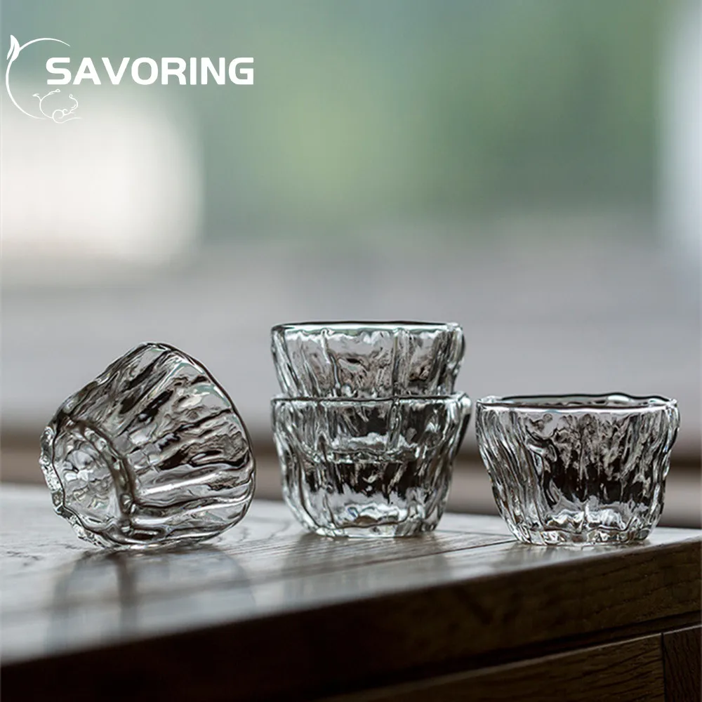 Tea Cup Japanese Hammer Pattern Heat-resistant Transparent Glass