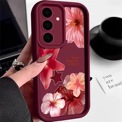 Elegant Flower Pattern TPU Phone Case Cover - Galaxy S23 Ultra (A900 Wine Red)