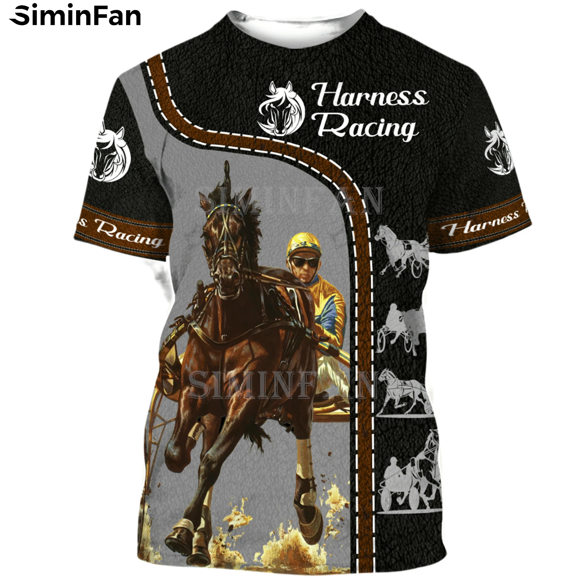 

HARNESS RACING 3D Printed Mens Black T-Shirts Summer Tee Casual Short Sleeve Shirt Unisex Harajuku Top Women Fashion Streetwear